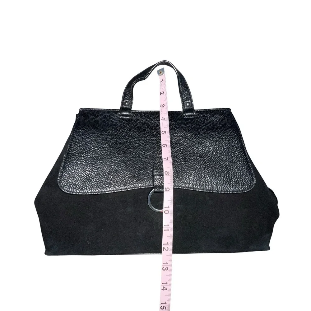 Rebecca Minkoff Medium Keith‎ Suede & Leather Satchel Handbag Crossbody Black